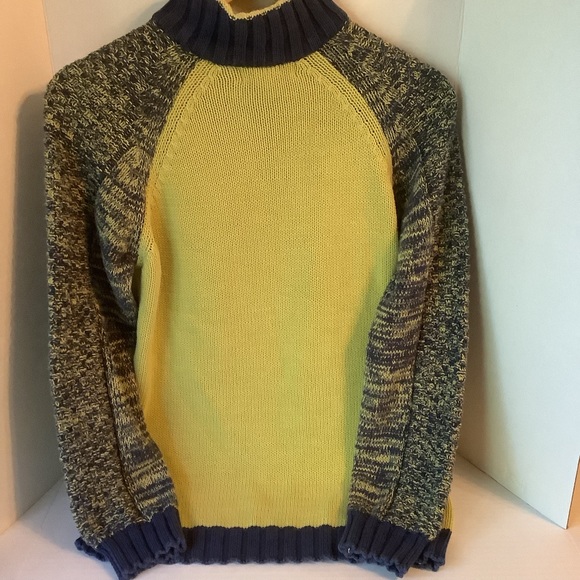 Cotton Country Sweater Lime Green/Blue Size Medium - Picture 2 of 8